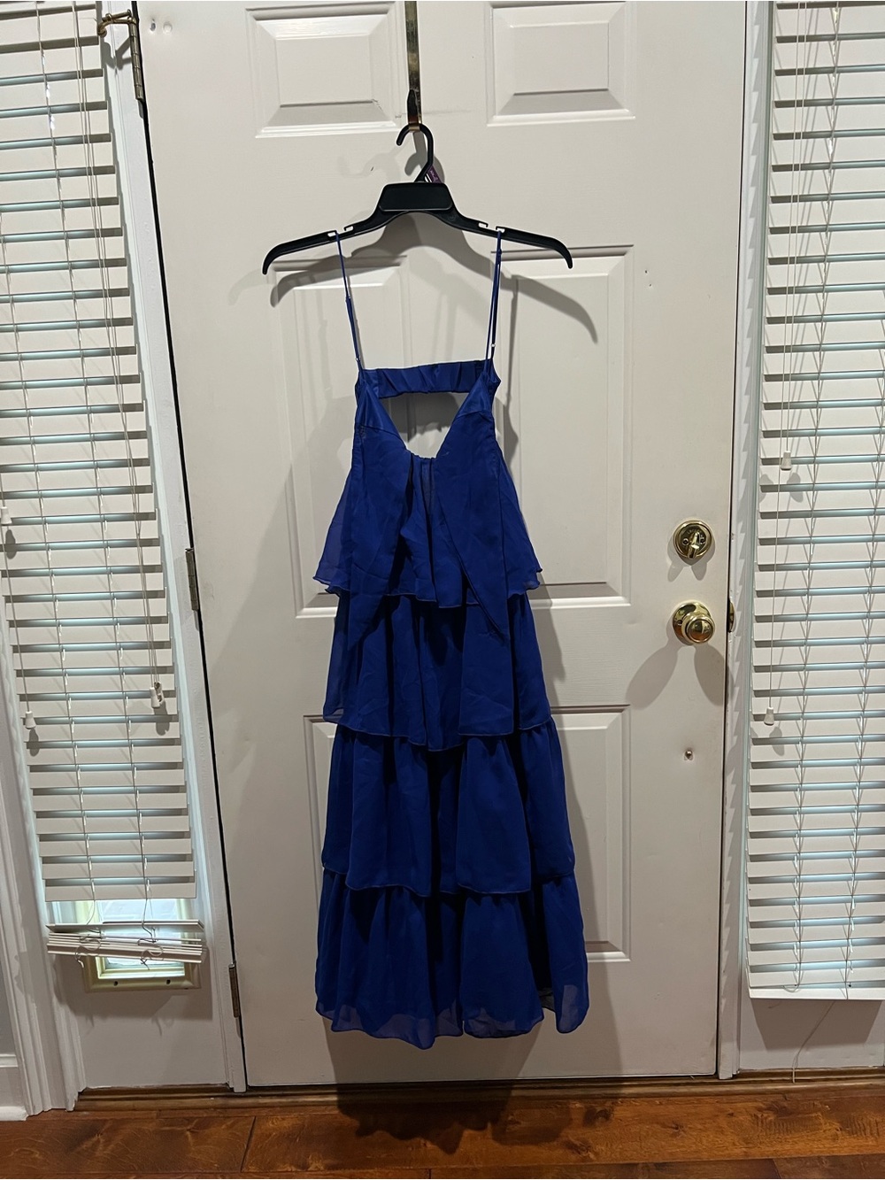 Lucy in the Sky Royal Blue Tiered Spaghetti-Strap Formal Event Dress